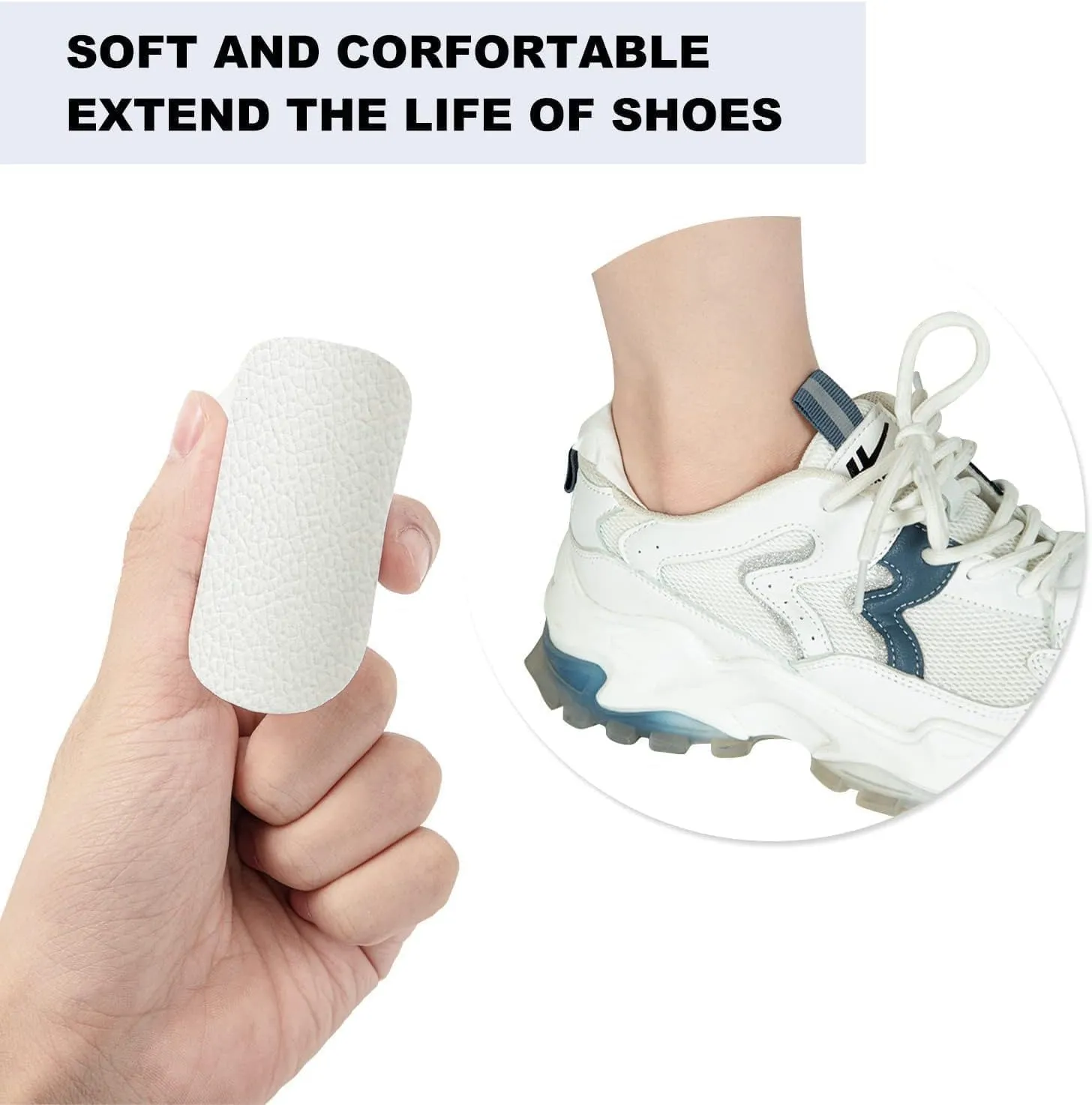 4 Pairs of Self-Adhesive Sneaker Heel Repair Patch, White Shoe Hole Repair Patch, Hole in Shoe Repair for Leather Shoes, High Heels 8