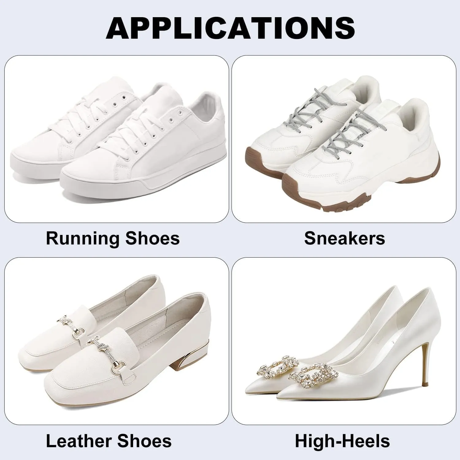 4 Pairs of Self-Adhesive Sneaker Heel Repair Patch, White Shoe Hole Repair Patch, Hole in Shoe Repair for Leather Shoes, High Heels 8