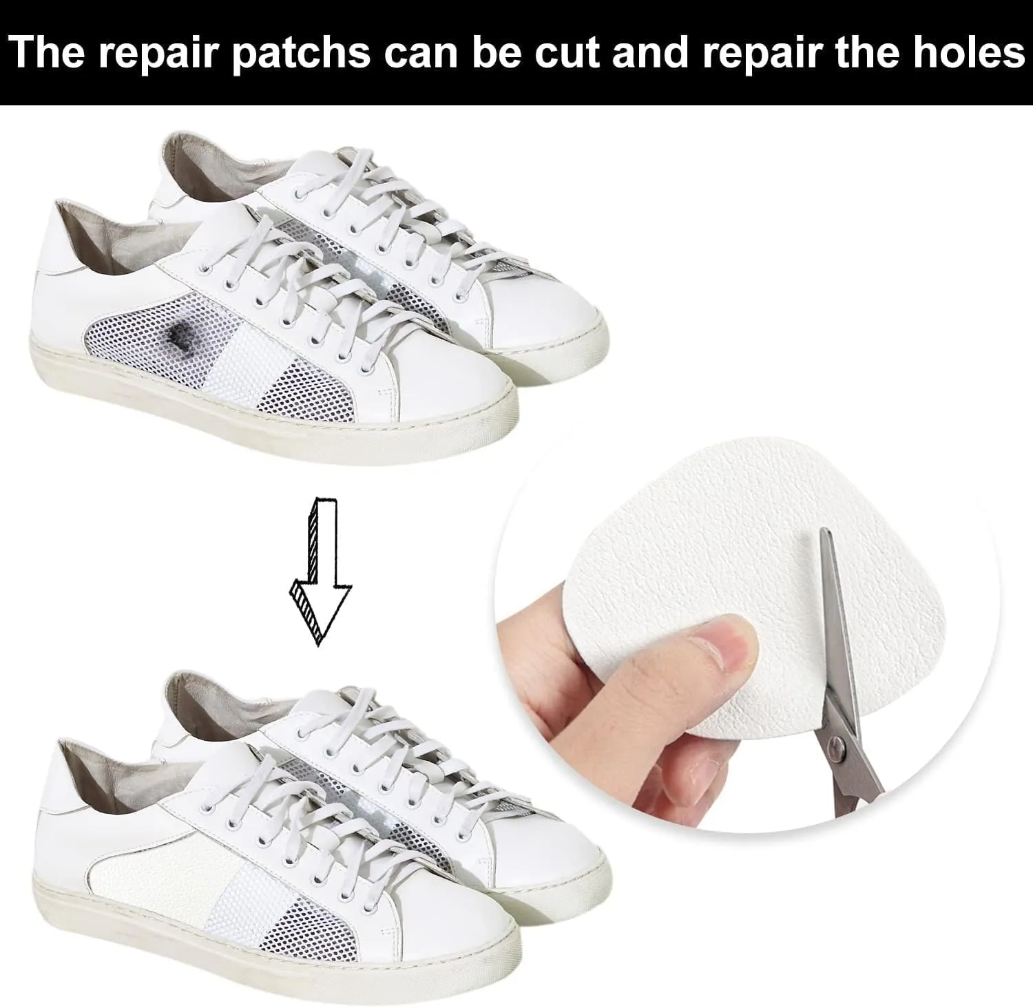 4 Pairs of Self-Adhesive Sneaker Heel Repair Patch, White Shoe Hole Repair Patch, Hole in Shoe Repair for Leather Shoes, High Heels 8