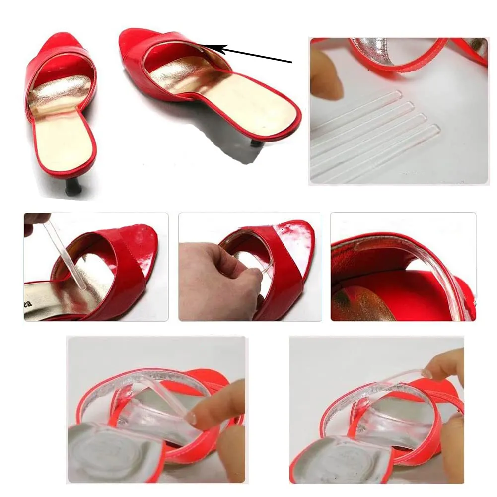 6Sheets/24PCS Clear Silicone Thin Adhesive Back Heel Tape Anti-wear Foot Stickers High Heel Shoes Insert Insole Cushion Affixed Care