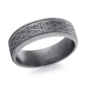 7MM Grey Laser Engraved Tantalum Band, Size 10.0