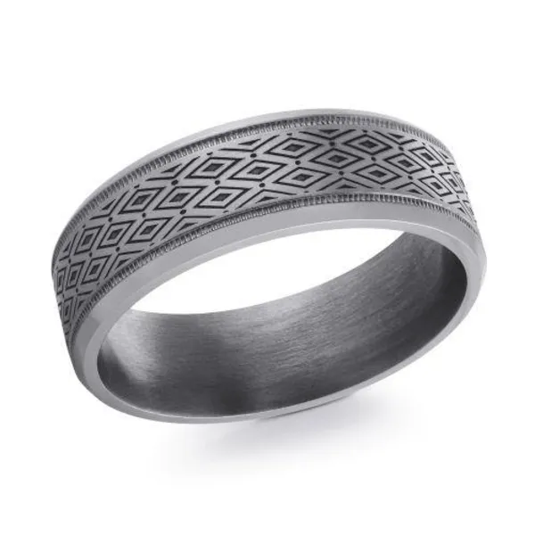 7MM Grey Laser Engraved Tantalum Band, Size 10.0