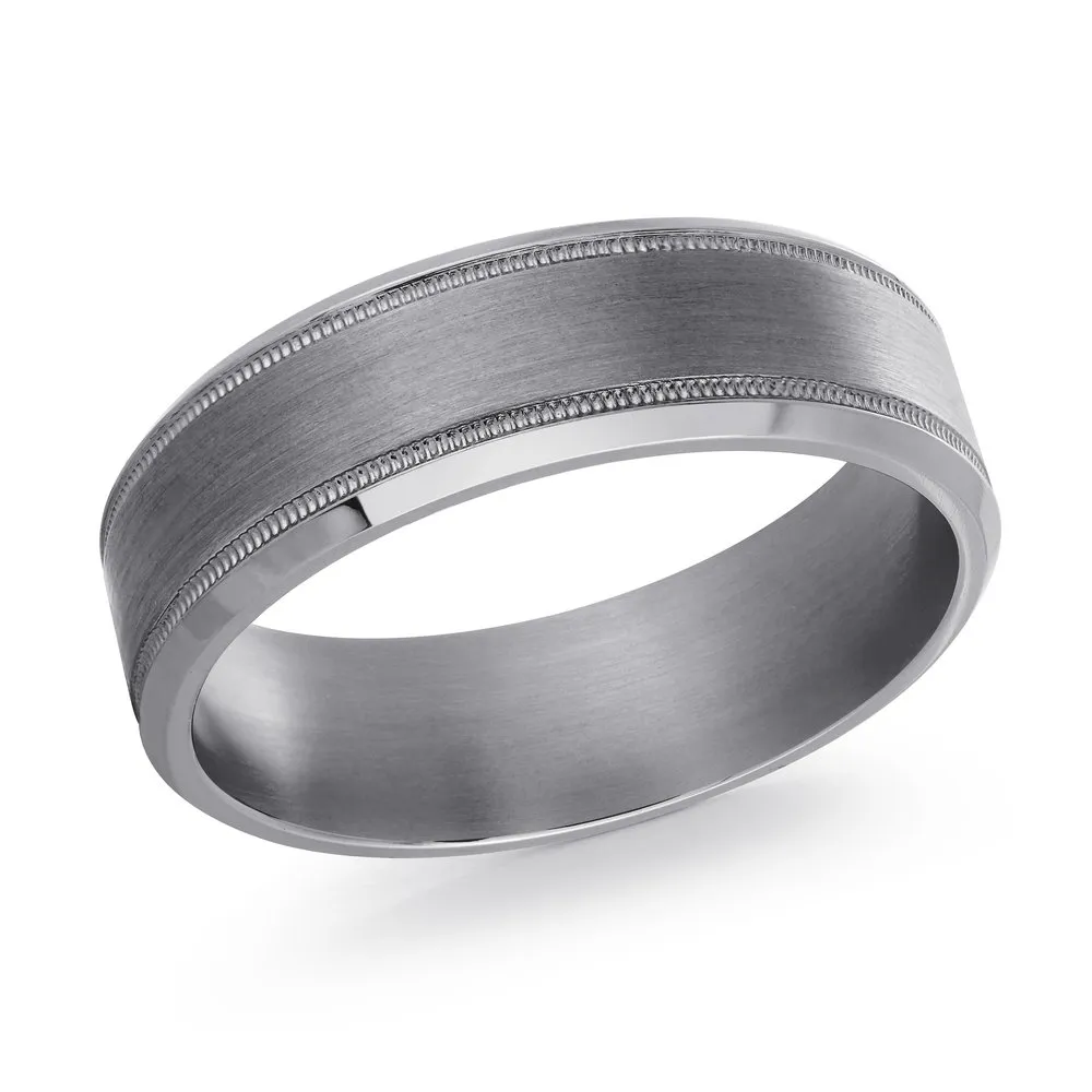 7MM Grey Tantalum Men's Ring, Size 10.0