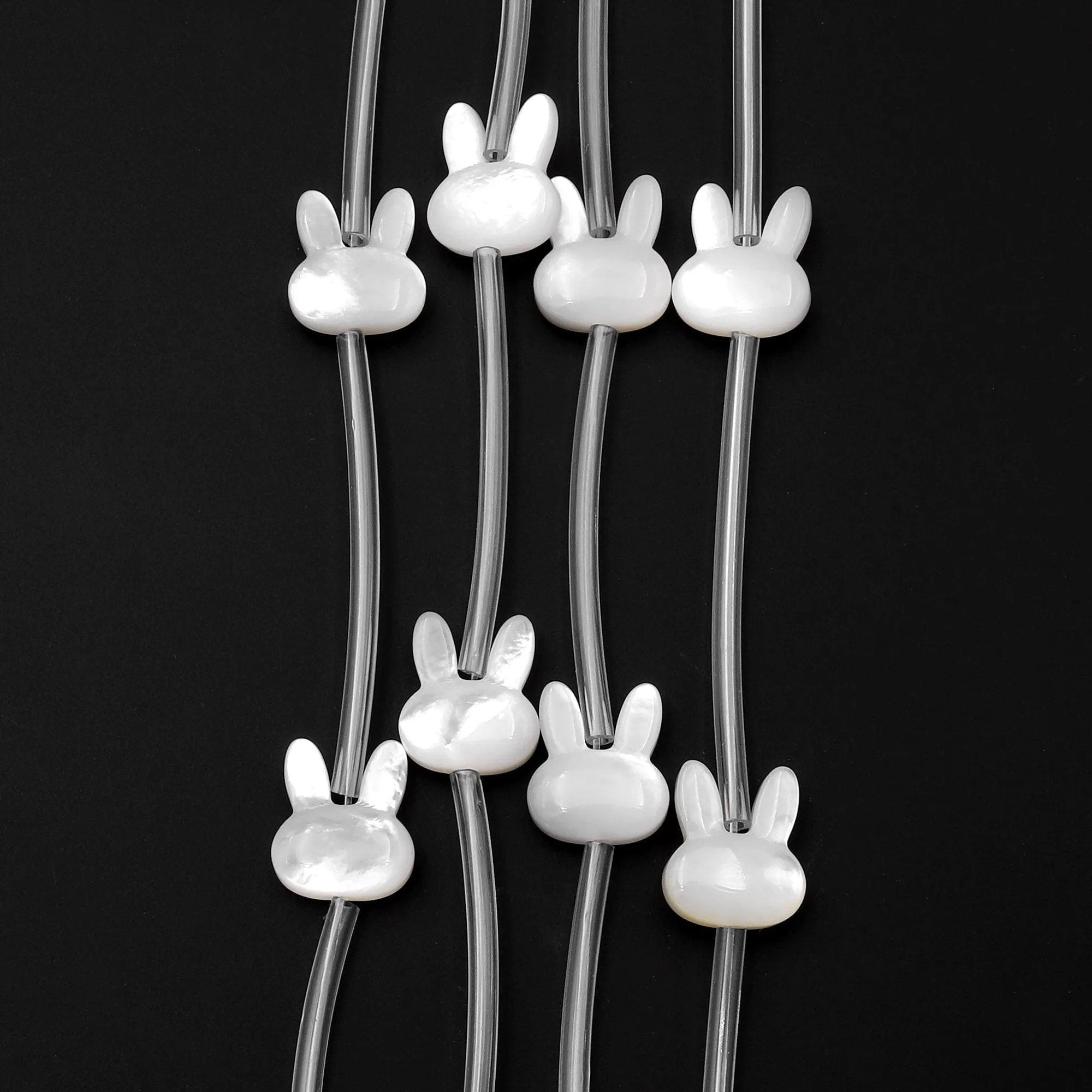 AAA Iridescent Carved Natural White Mother of Pearl Shell Bunny Rabbit Head Beads Choose from 5pcs, 10pcs