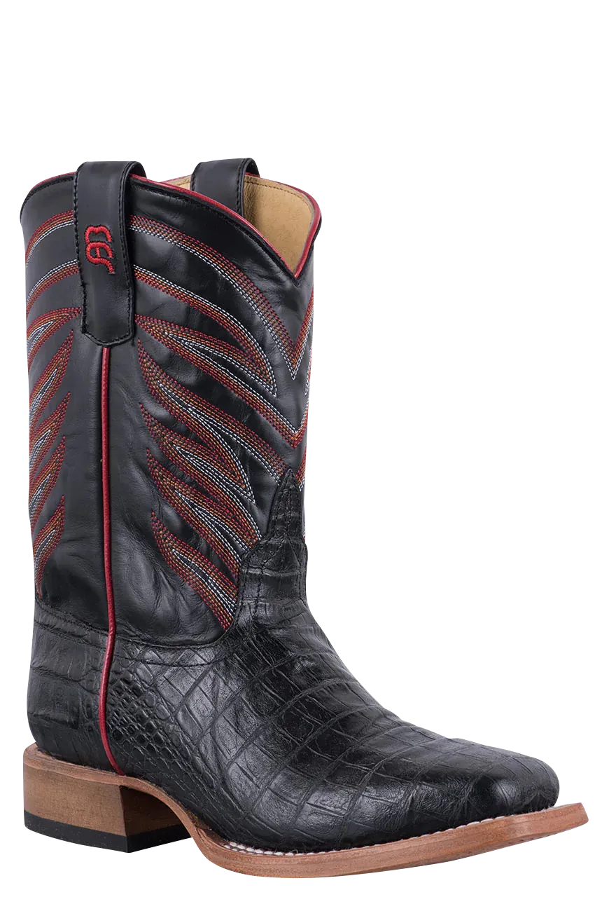 Anderson Bean Black Caiman Print Boots