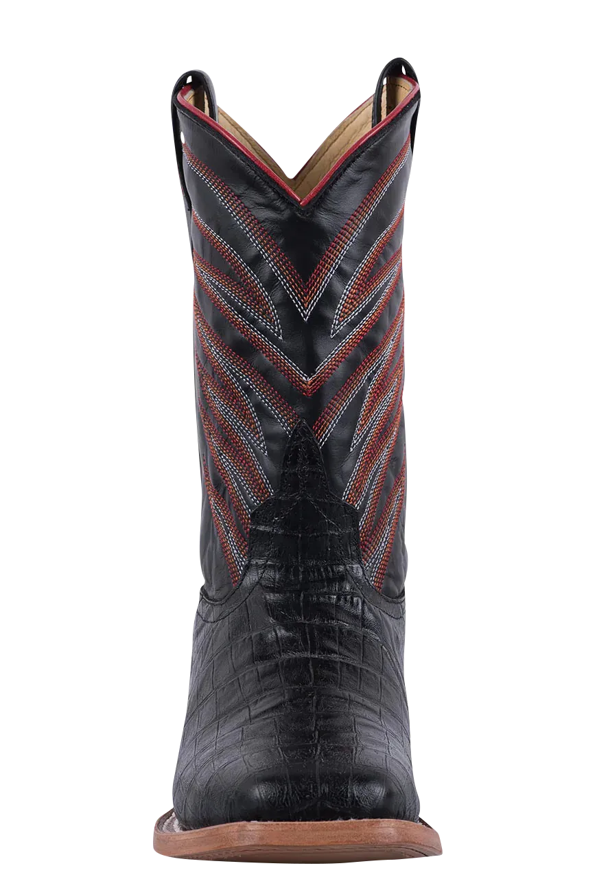 Anderson Bean Black Caiman Print Boots
