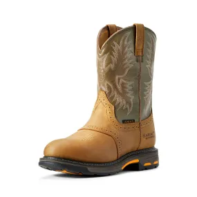 Ariat Men's WorkHog® Waterproof Round Toe Work Boot- Aged Bark and Army Green