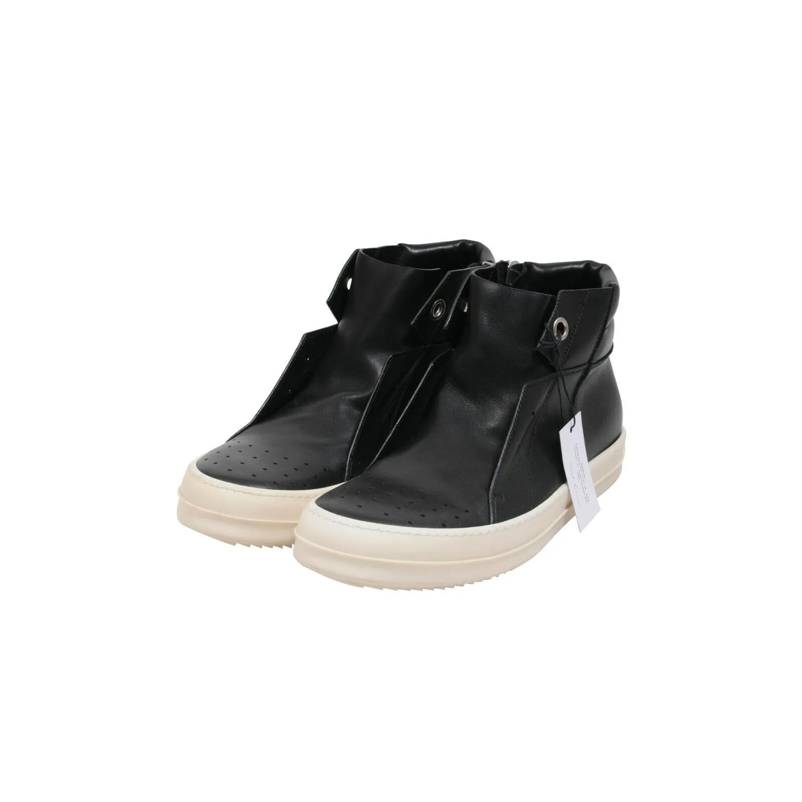 Black White Leather Island Dunk Mid Top Sneakers