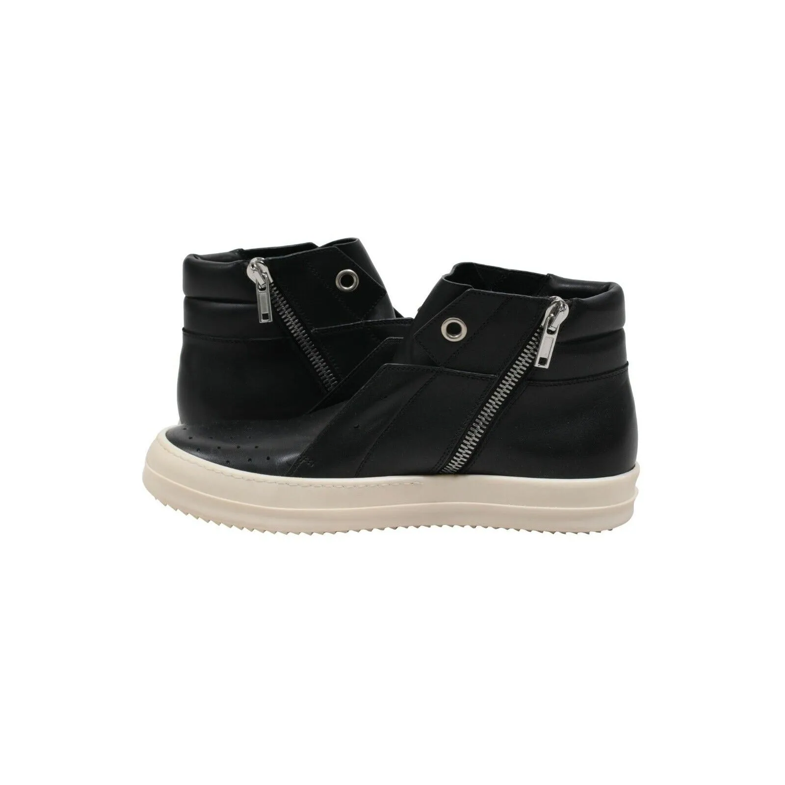 Black White Leather Island Dunk Mid Top Sneakers