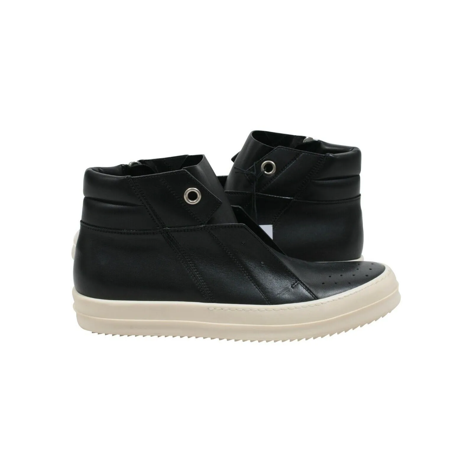 Black White Leather Island Dunk Mid Top Sneakers