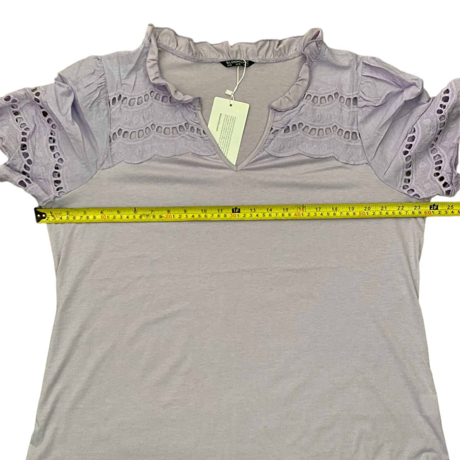 Bloomchic Purple Lilac Eyelet V Neck Shirt Size 12