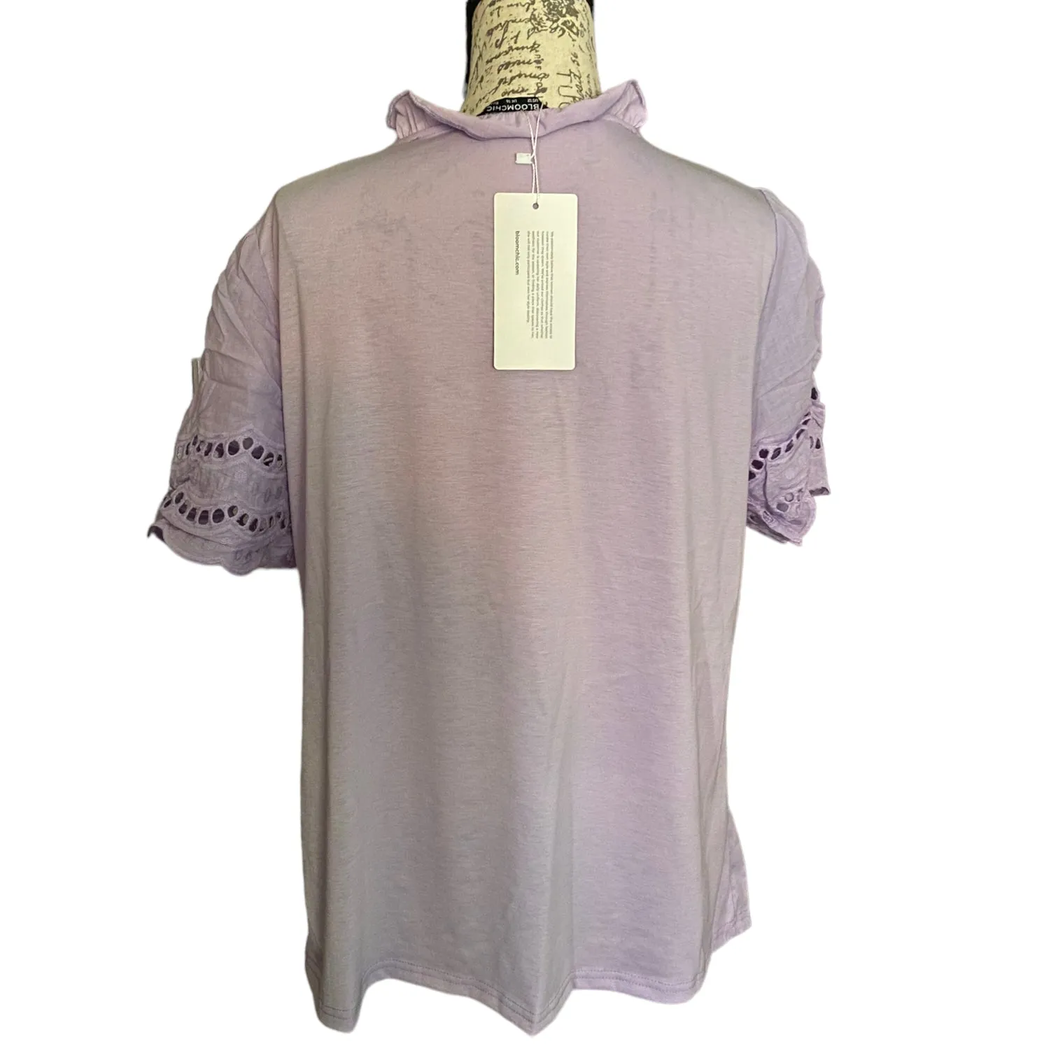 Bloomchic Purple Lilac Eyelet V Neck Shirt Size 12