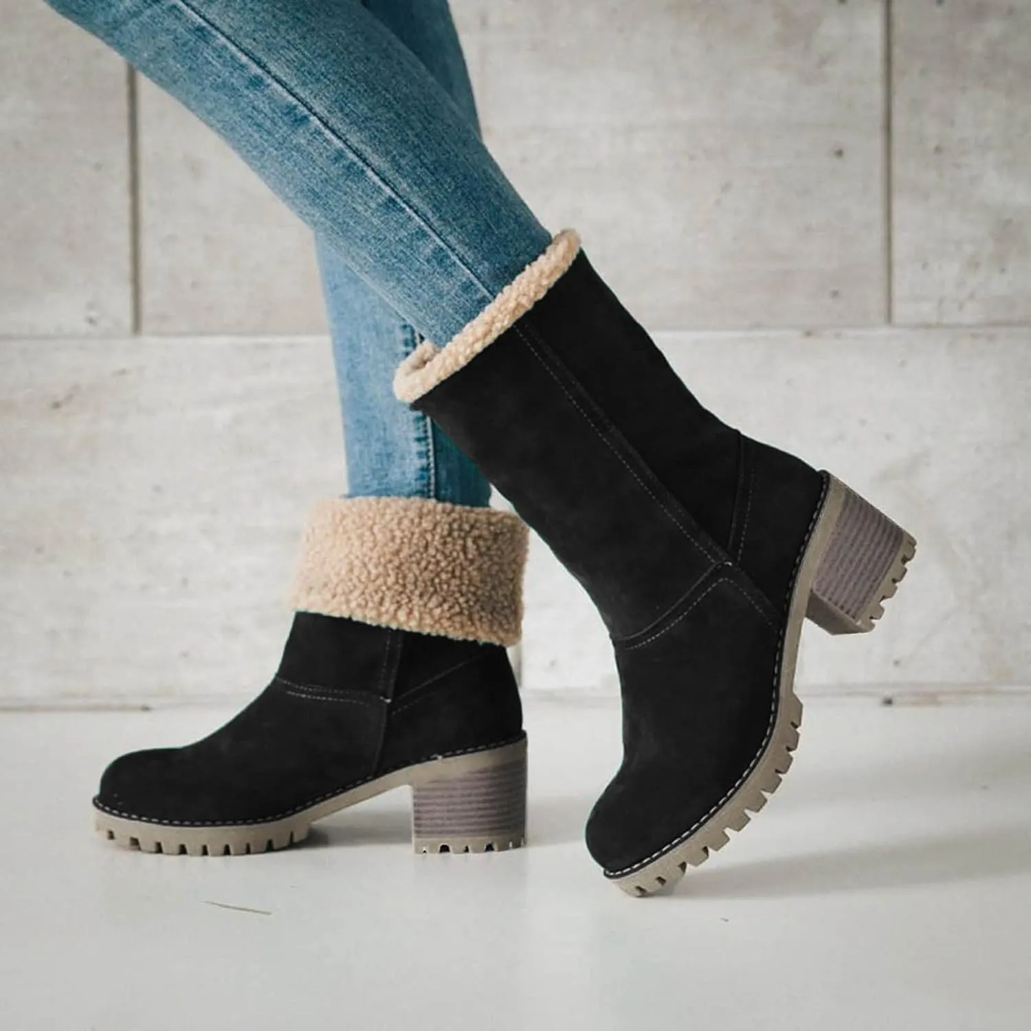 Boots for Women 2024 Winter Warm Snow Boots Ladies Casual Fashion Booties Ankle Boots Shoes Female Mid Calf Boots