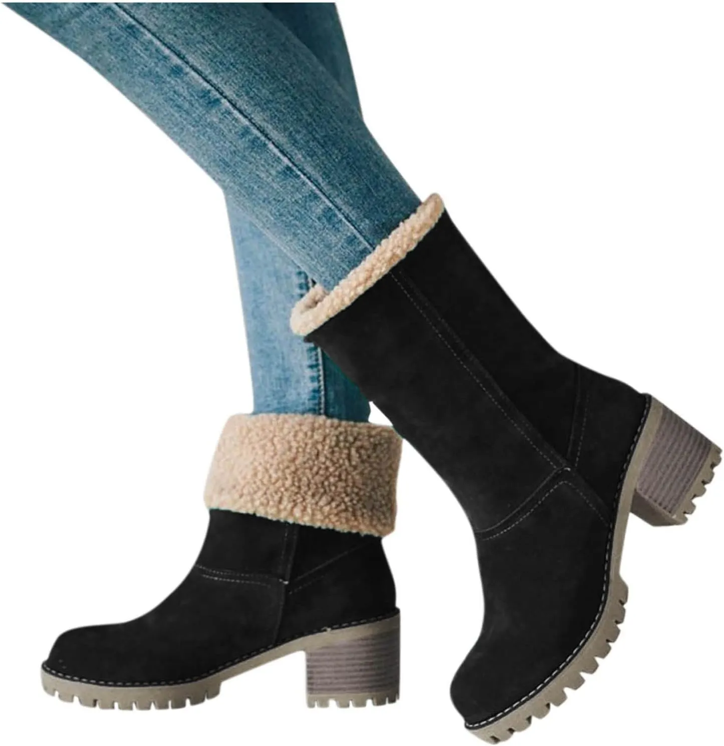 Boots for Women 2024 Winter Warm Snow Boots Ladies Casual Fashion Booties Ankle Boots Shoes Female Mid Calf Boots