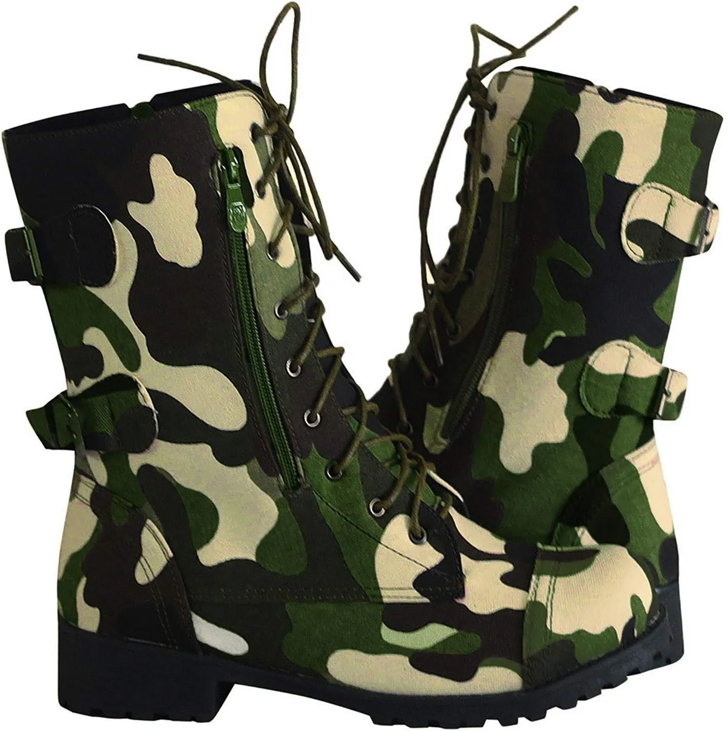Boots for Women Chunky Low Heel Women's Ankle Bootie Winter Lace Up Mid Calf Camo Military Combat Boots