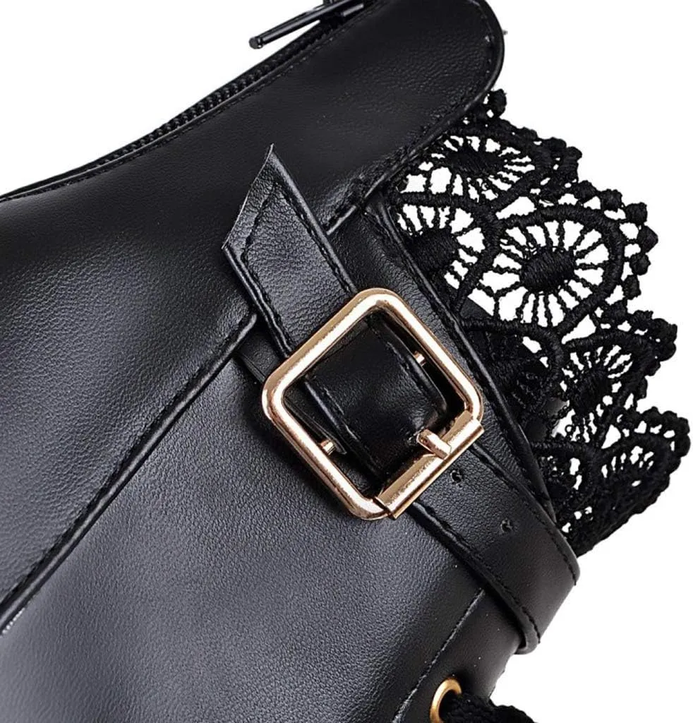 Boots for Women Sexy Women Platform Ankle Boots Sexy High Heels Round Toe Platform Booties Lace Up Side Zipper Boots