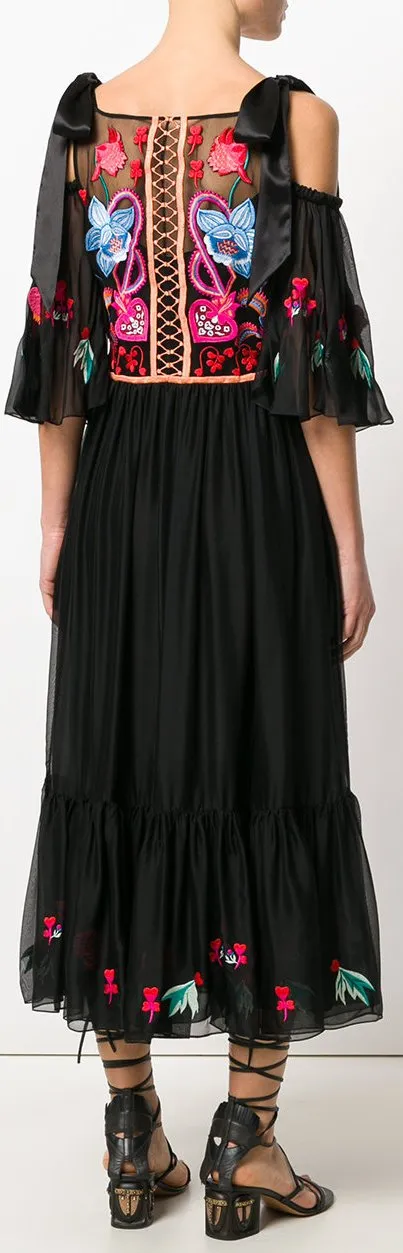 'Botanist' Cold Shoulder Dress