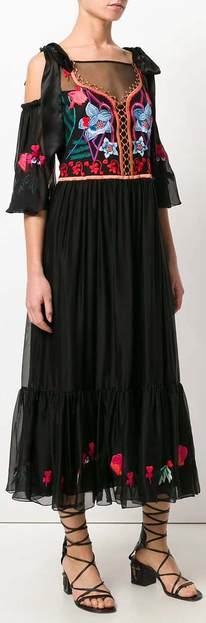 'Botanist' Cold Shoulder Dress