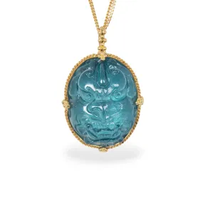 Carved Aquamarine Dragon Necklace