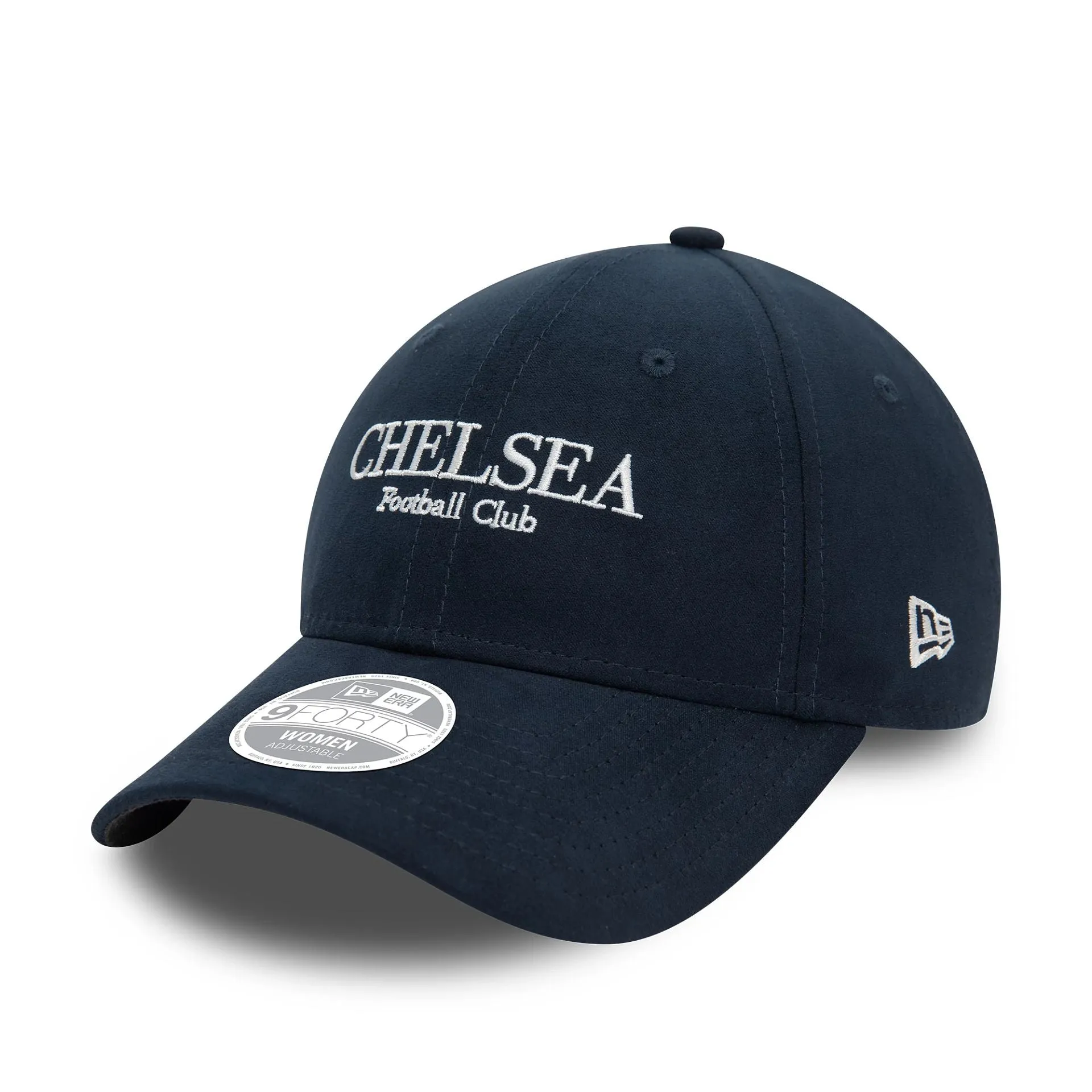 Chelsea FC Wordmark Womens Suede Navy 9FORTY Adjustable Cap
