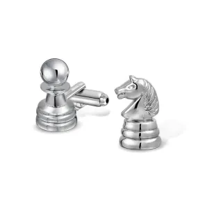 Chess Player Master Knight Cufflinks Stainless Steel
