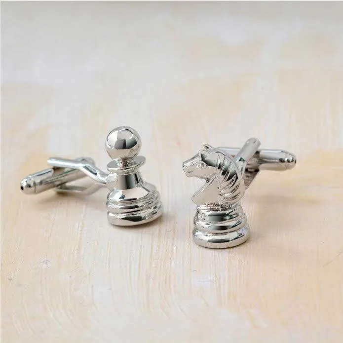 Chess Player Master Knight Cufflinks Stainless Steel