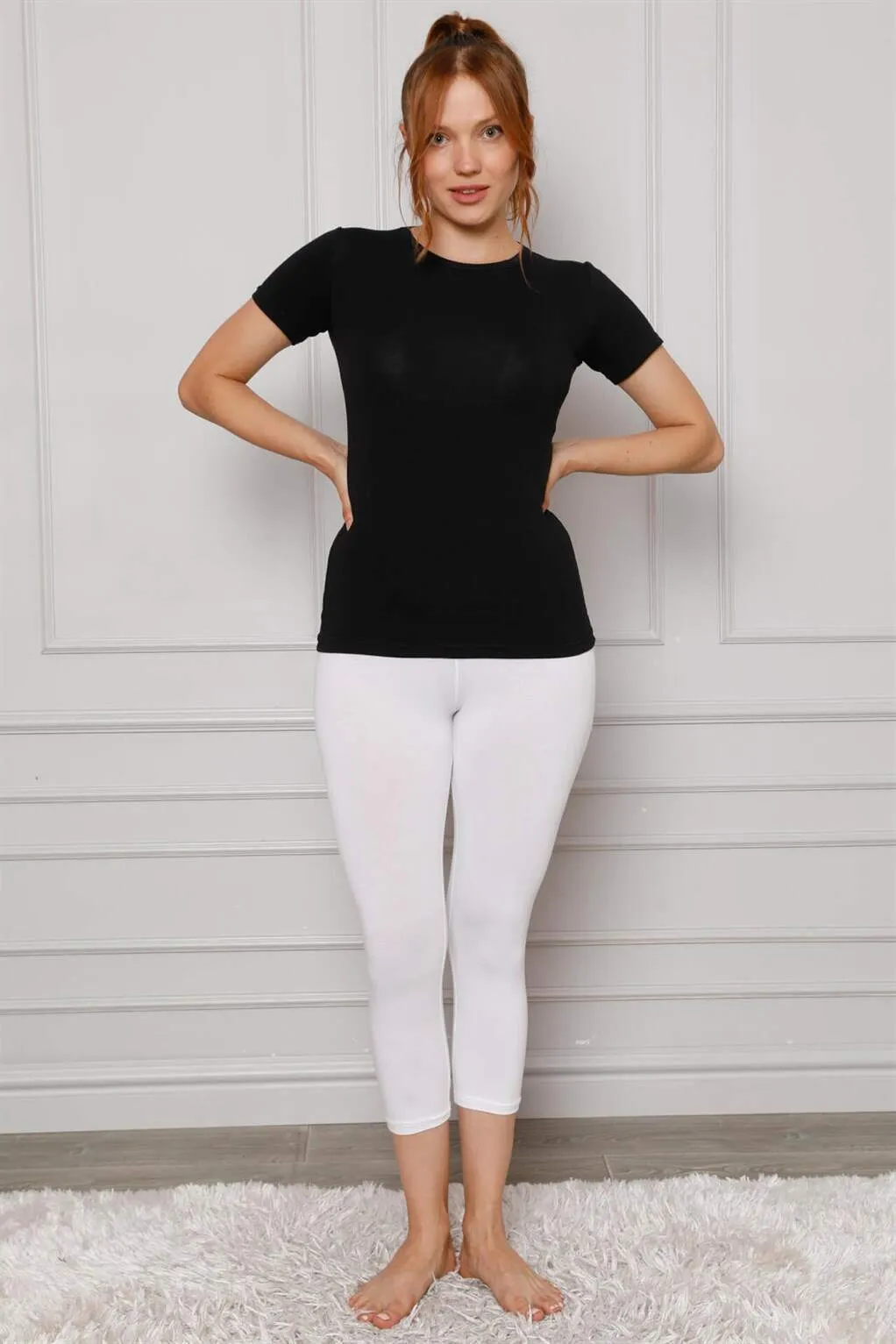 Combed Lycra Knee Length Leggings 5873P
