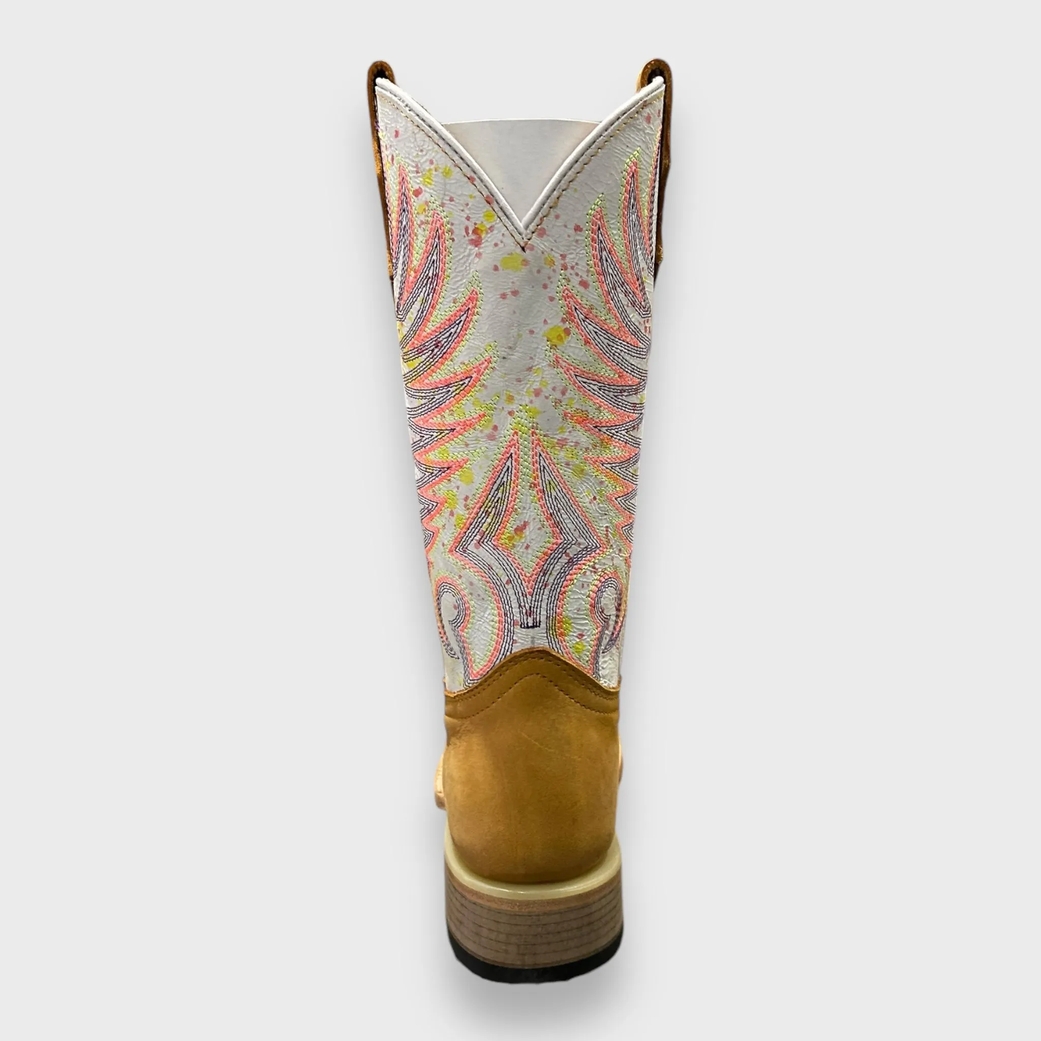 Corral Teens/Ladies J7125 Handcrafted Tan/White Embroidery Square Toe Cowgirl Boots