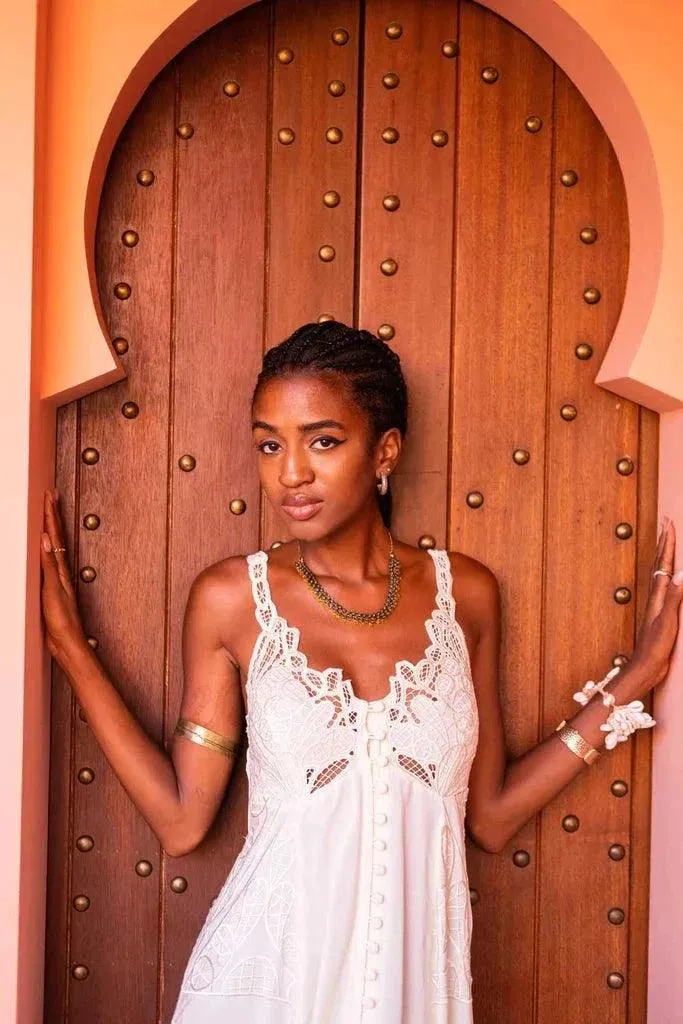 Cream Maxi Embroidered Dress Day Dream
