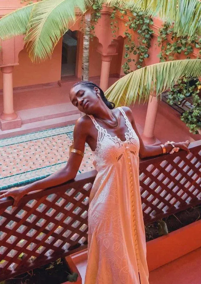 Cream Maxi Embroidered Dress Day Dream