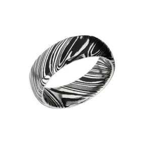 Damascus Steel Band, 8MM Wide, Size 10.0