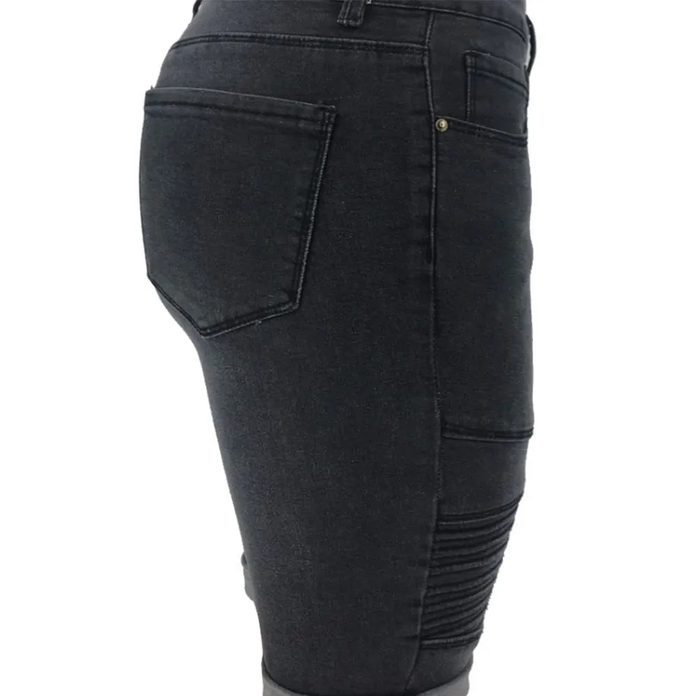 Elastic Knee Length Stretch Jean Shorts