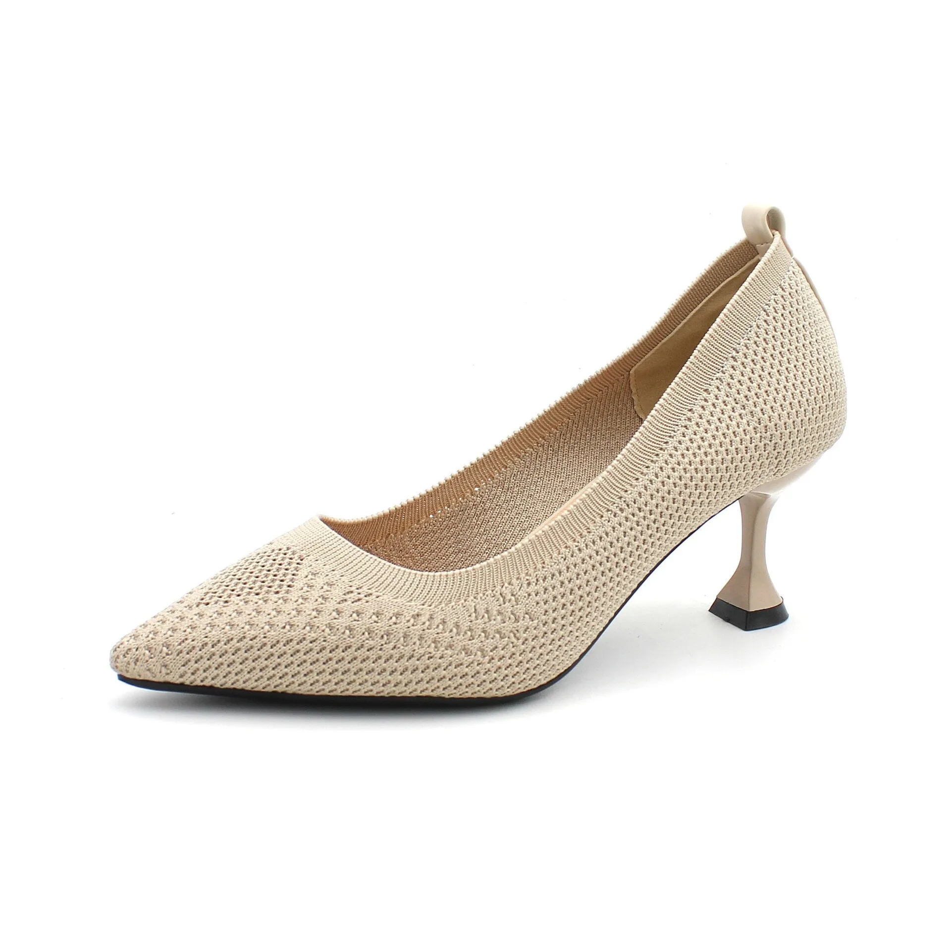 Fabric Pointed Toe kitten heel Shoes