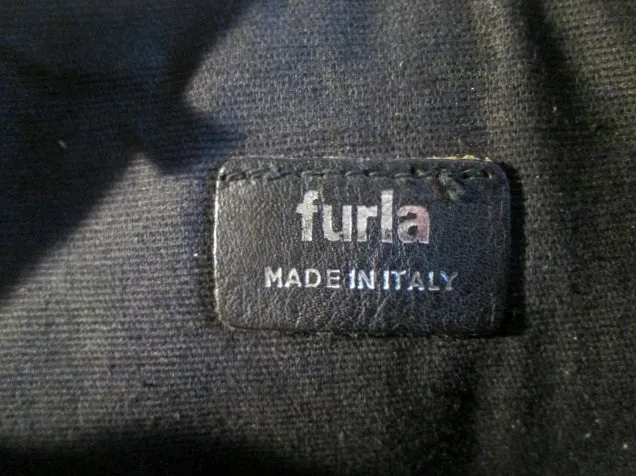 FURLA ITALY Mini Purse Shoulder Box Bag Swingpack Crossbody BLACK Floral