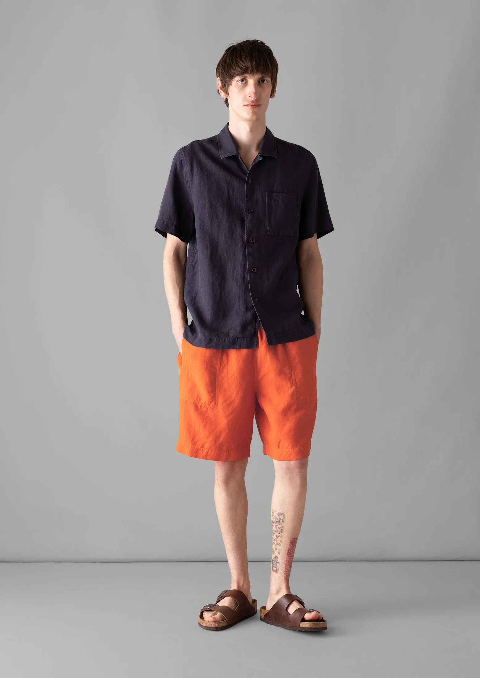 Garment Dyed Linen Drawstring Shorts | Clementine