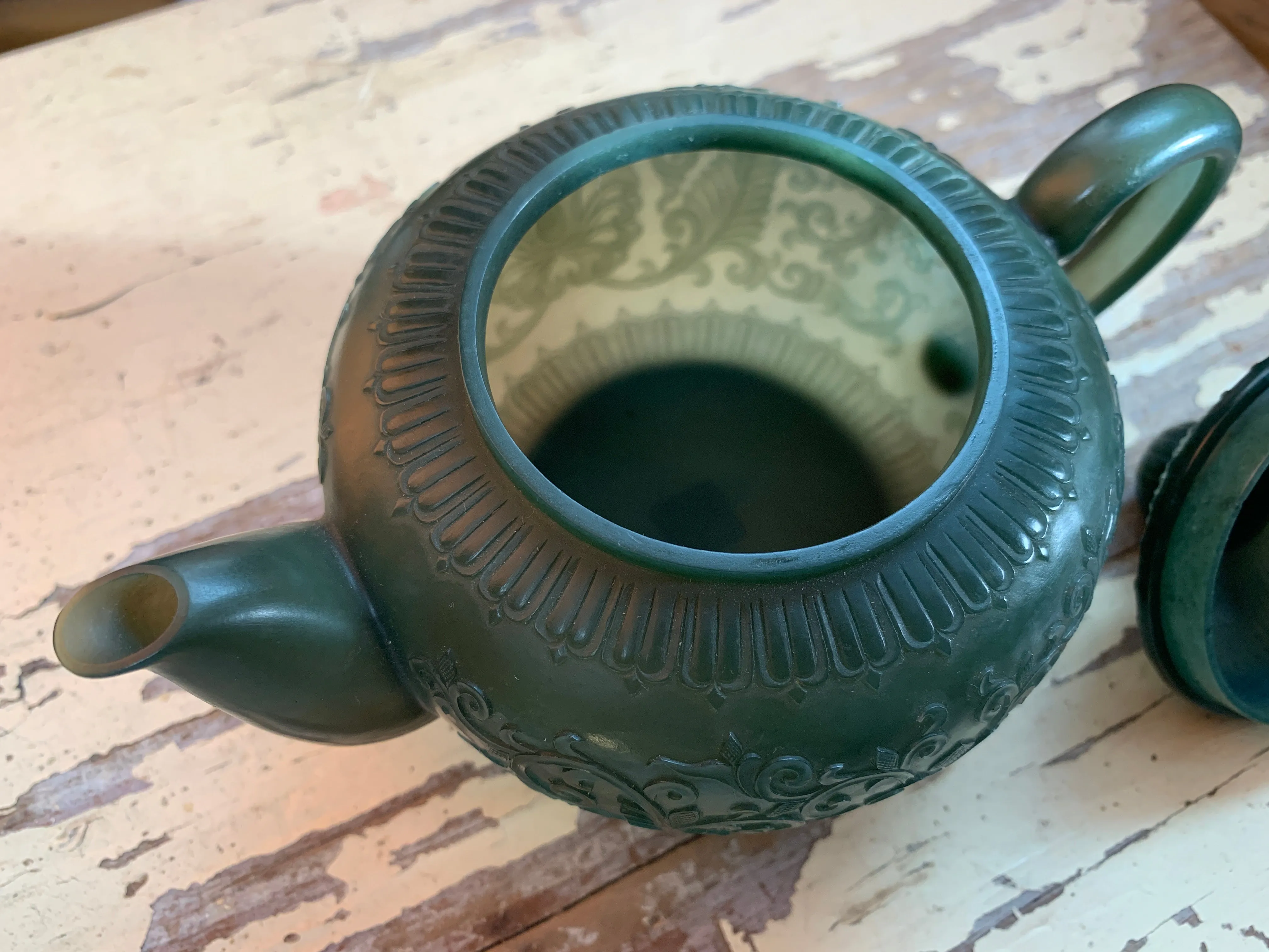 Hand carved jade teapot