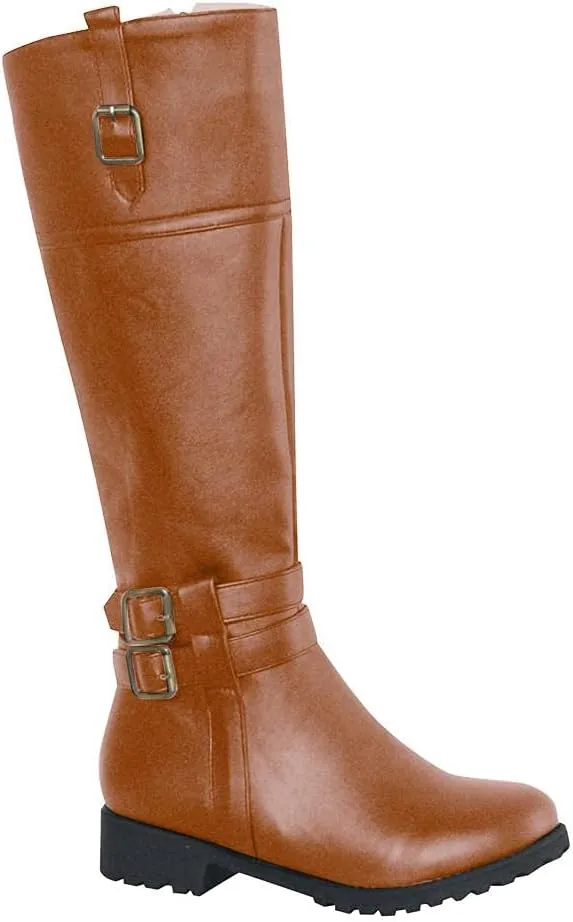 Hbeylia Knee High Boots For Women Fashion Casual Leather Round Toe Low Heels Knee Length Long Boots With Side Zipper Slip On Flats Winter Fall Dress Motorcycle Riding Combat Tall Boots For Ladies