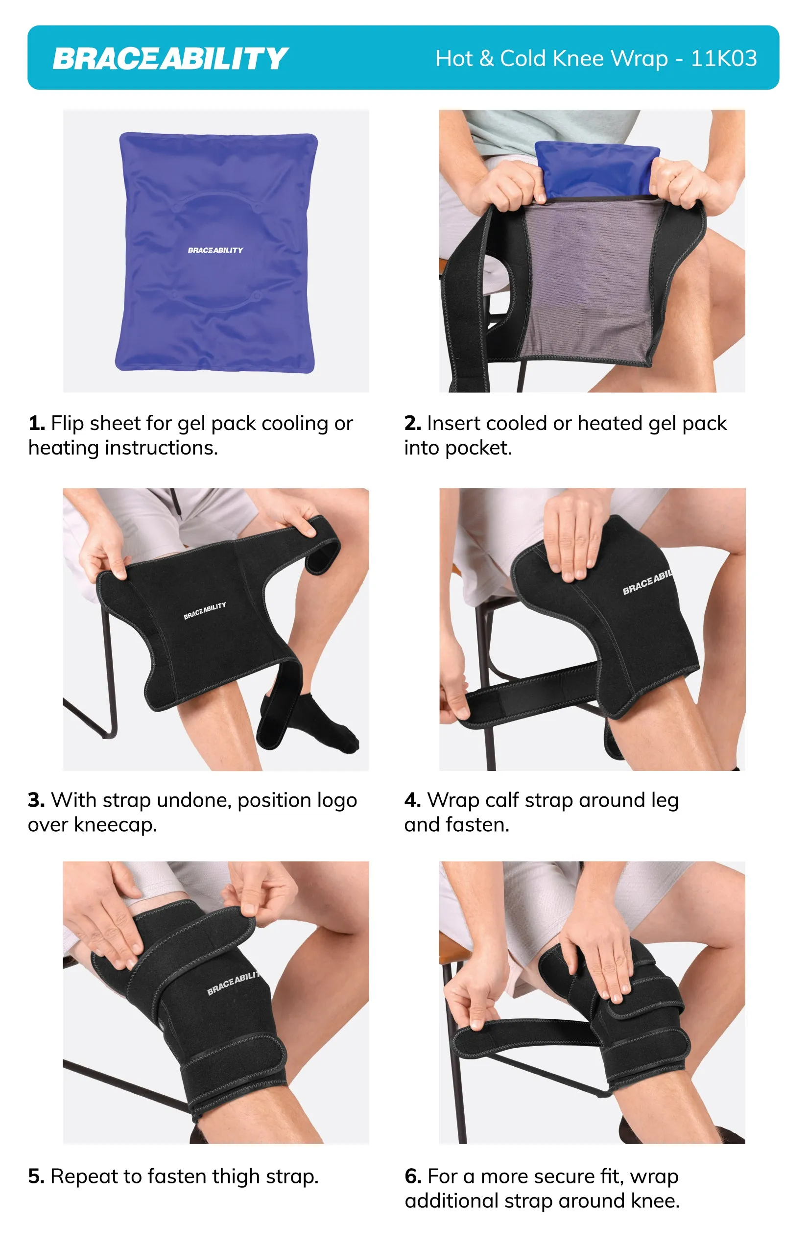 Ice Pack for Knee | Wrap Around Cold Therapy Brace for Pain Relief & Post-Surgery Cryotherapy (Universal)