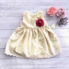 Iris Dress in Yellow Eyelet