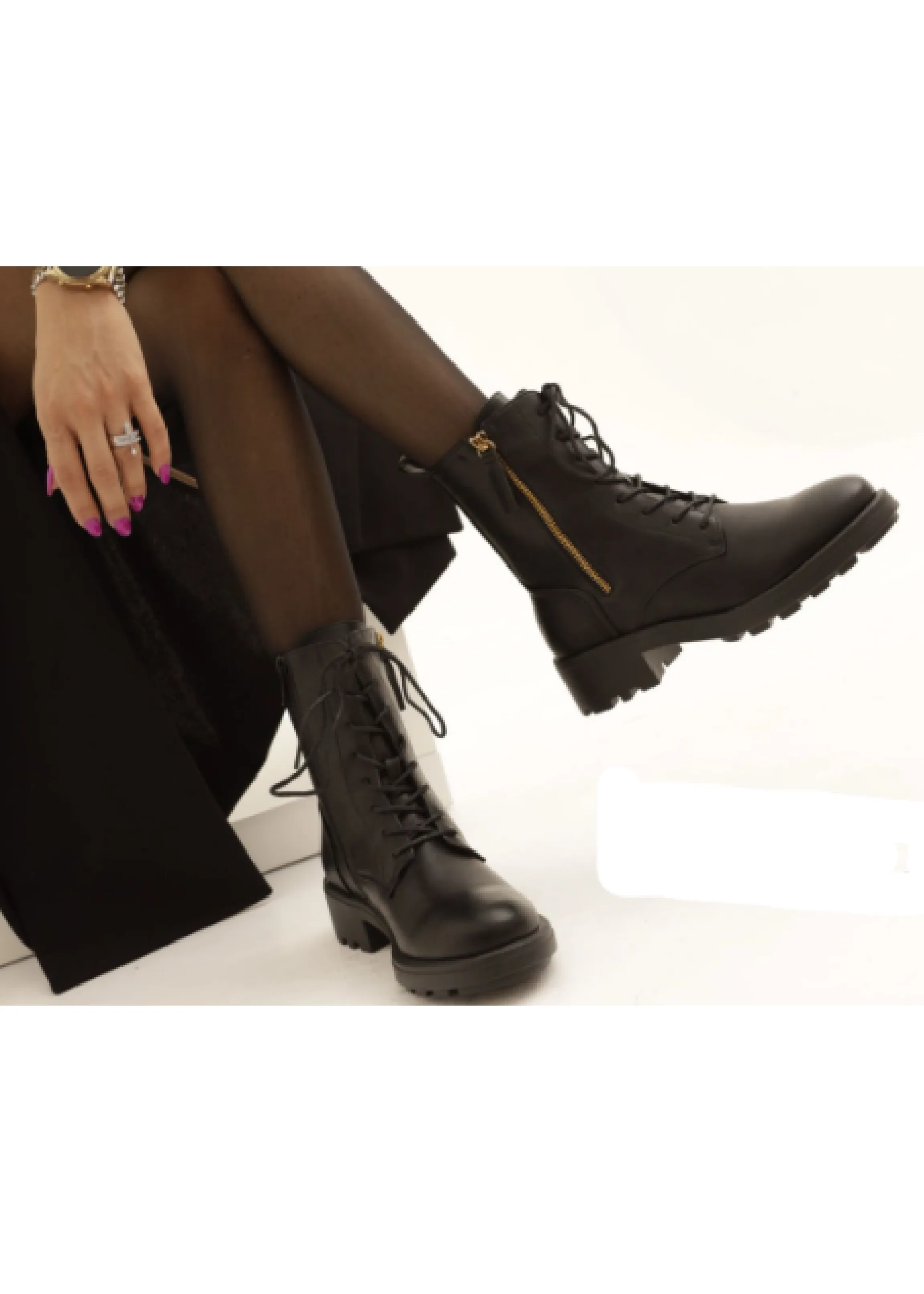 Letisha Black Size Zip Biker Boots