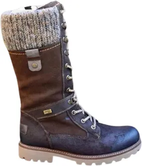 LIUsj JUNST Women Mid-Calf Boots Platform Chunky Heel Lace Up Winter Boots Fashion Wool Round Toe Side Zip Closure Combat Boots Women's Ankle Boots & Booties Ladies Snow Boots,Brown,35