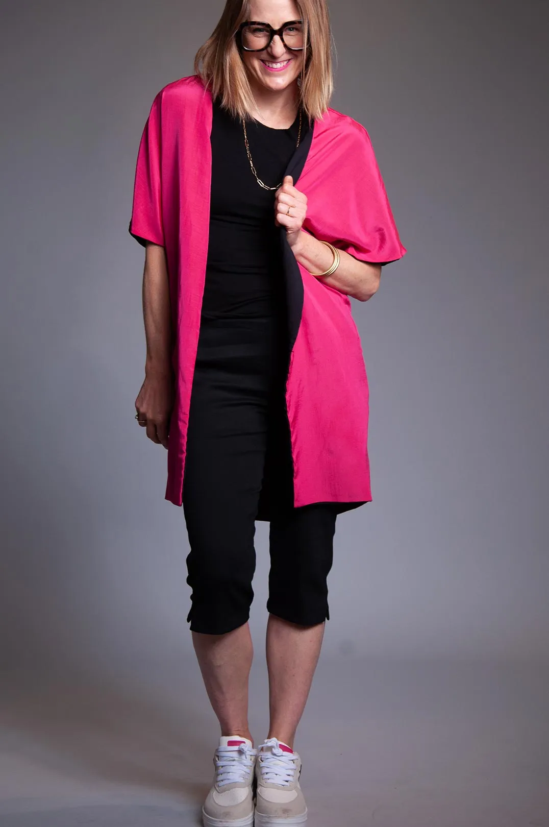 Marney Silk Duster - F'ing Hot Pink