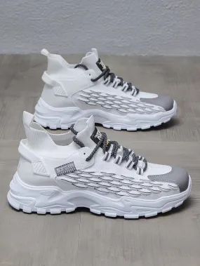 Men Colorblock Ribbed Lace-up Front Chunky Sneakers