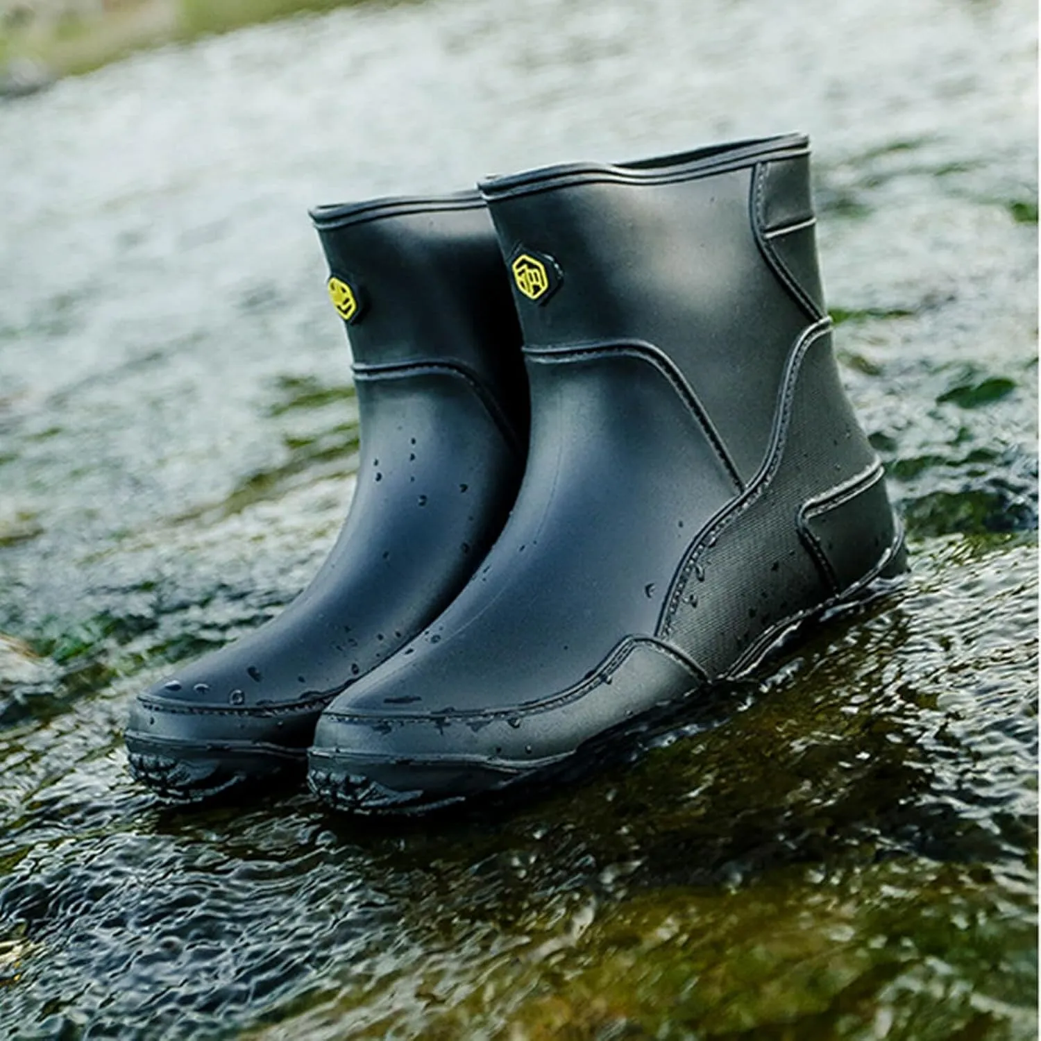 Men's rain boots,mid-calf rubber shoes, fashionable,warmth