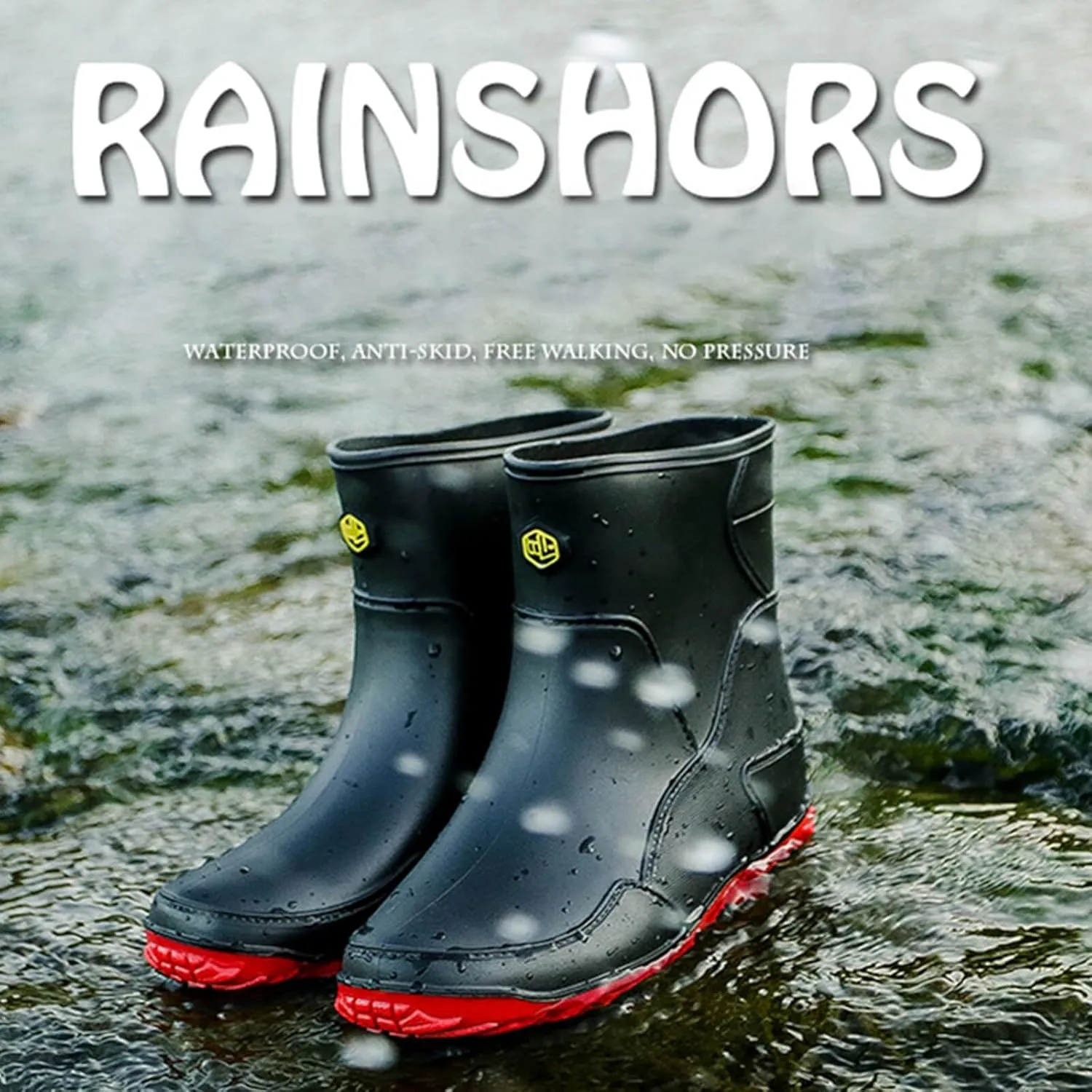 Men's rain boots,mid-calf rubber shoes, fashionable,warmth