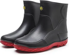 Men's rain boots,mid-calf rubber shoes, fashionable,warmth