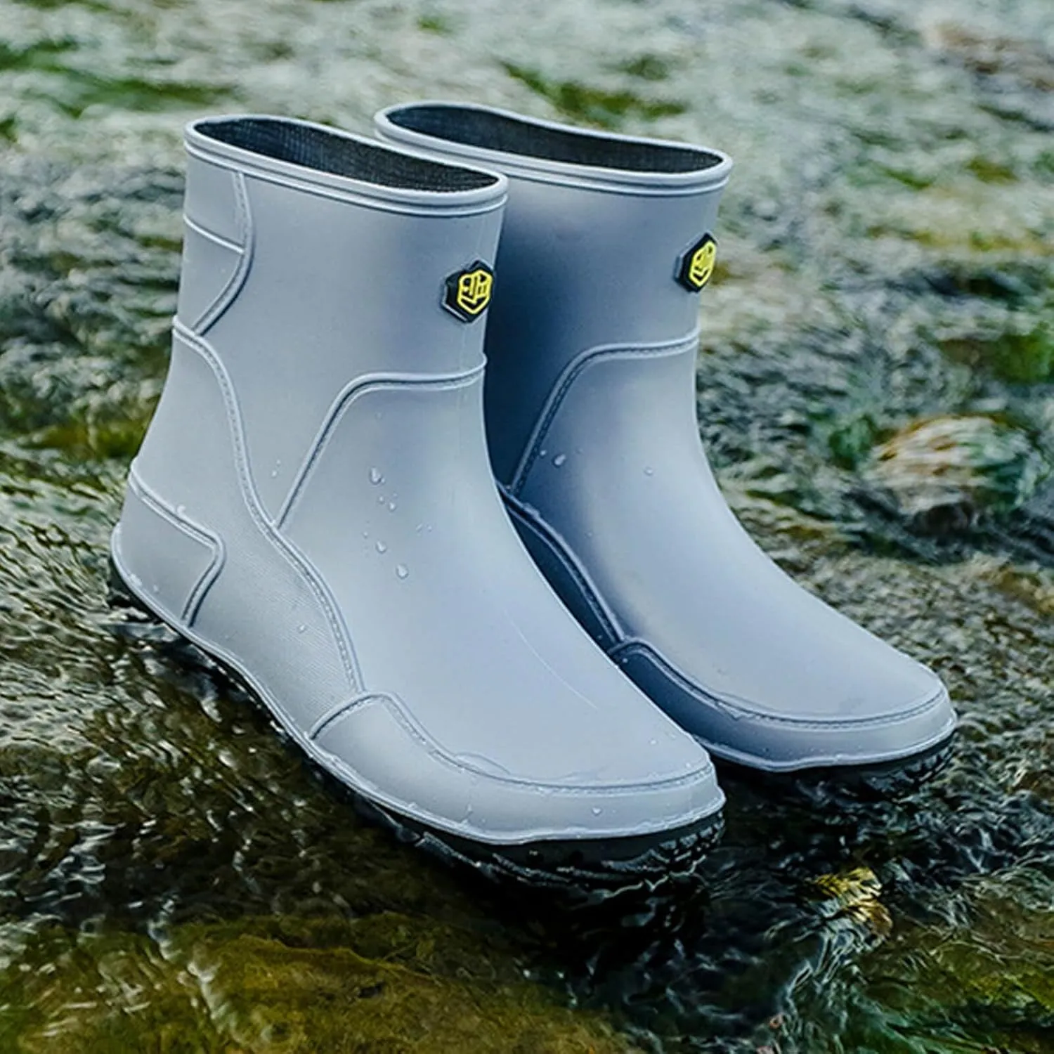 Men's rain boots,mid-calf rubber shoes, fashionable,warmth