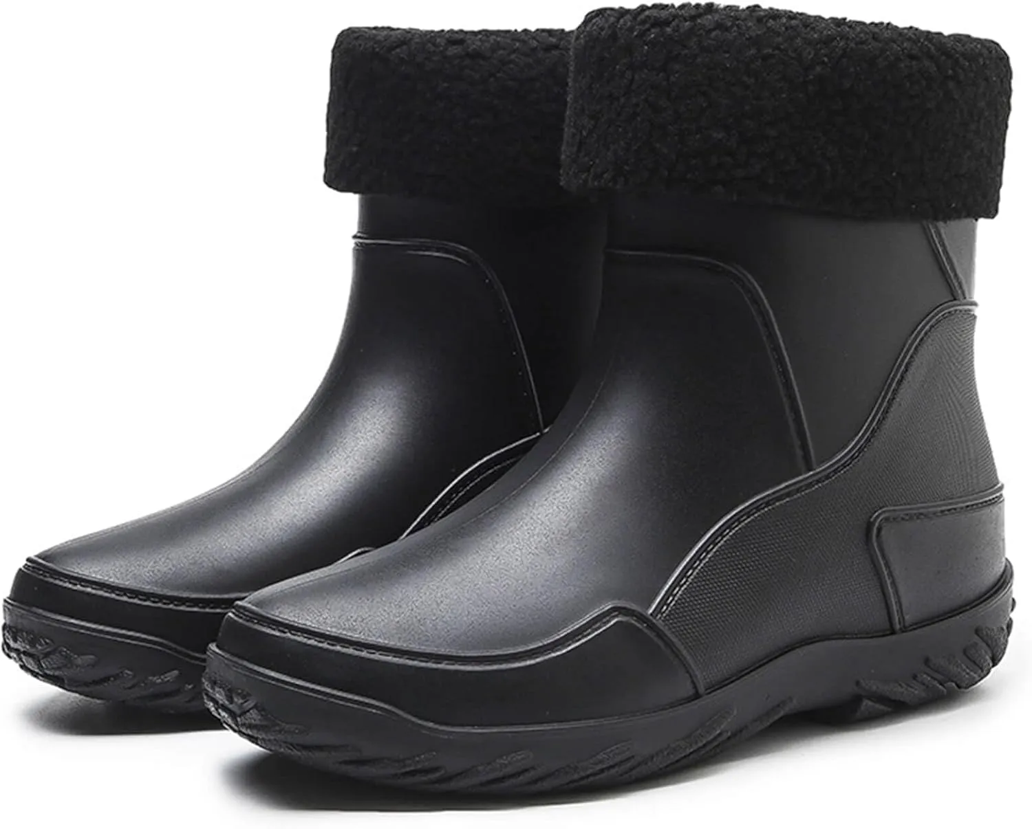 Men's rain boots,mid-calf rubber shoes, fashionable,warmth