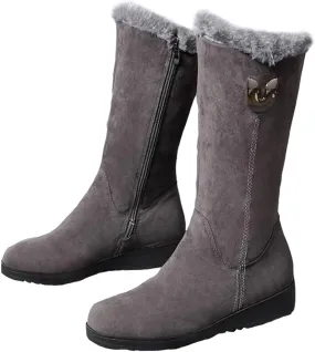 TangDao Women’s Winter Snow Boots With Zipper Comfortable Fur Lined Warm Boots Non-Slip Outdoor Mid Calf Snow Boots