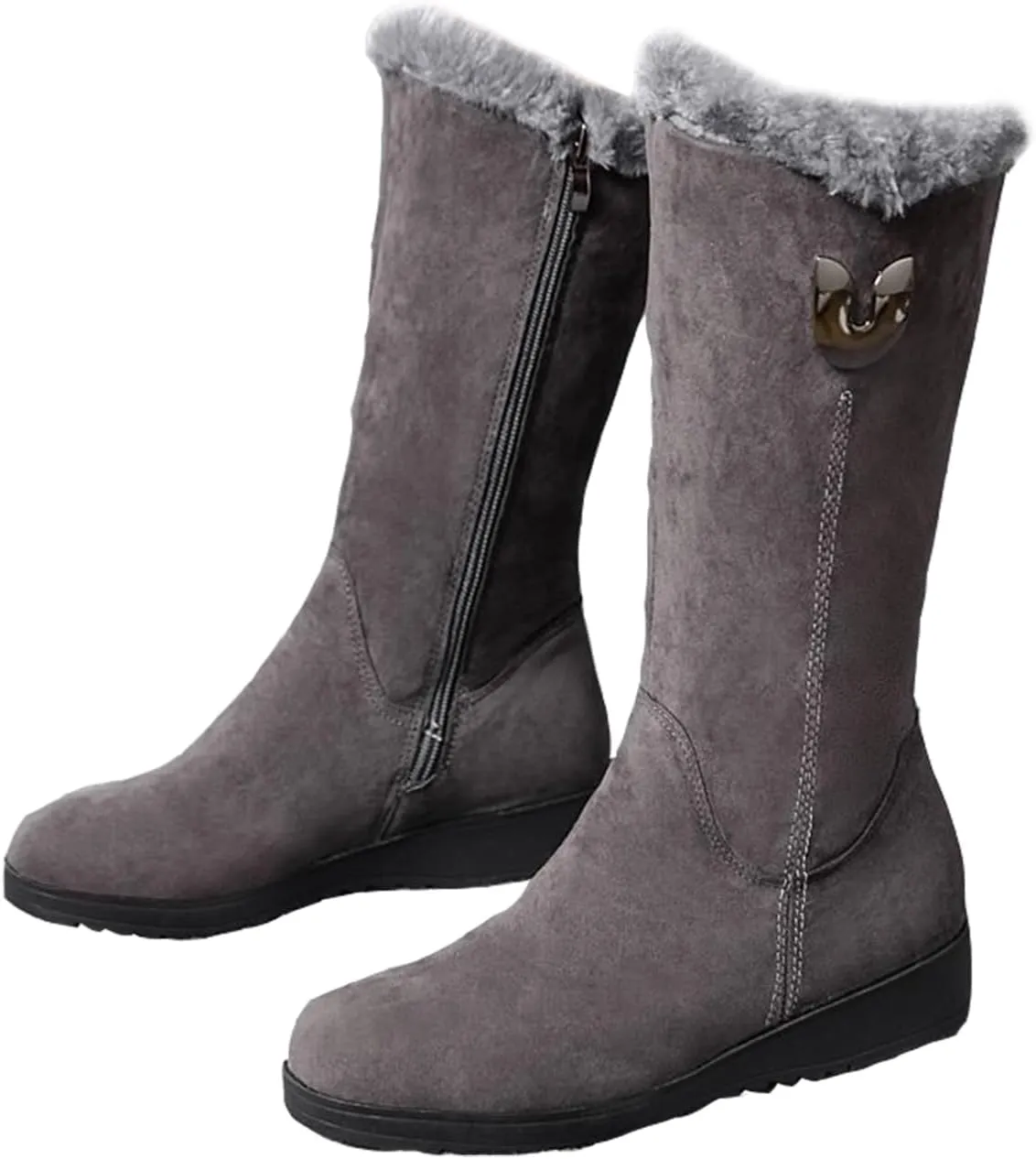 TangDao Women’s Winter Snow Boots With Zipper Comfortable Fur Lined Warm Boots Non-Slip Outdoor Mid Calf Snow Boots